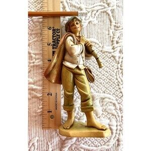 Vtg Nativity Figure w Horn Musical Instrument Marked "ITALY PF" Pellegrini